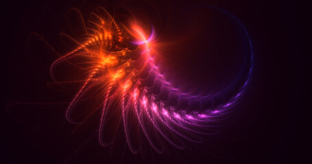 3D rendering abstract colorful fractal light background