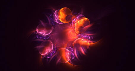 3D rendering abstract multicolor fractal light background