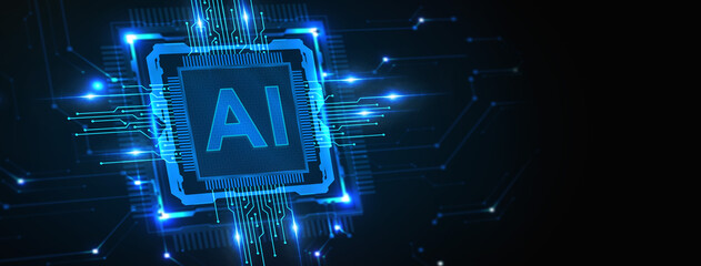 AI Learning and Artificial Intelligence Concept. Business, modern technology, internet and networking concept. 3d illustration