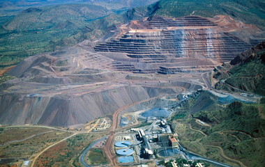 An opan cut diamond mine  in the Kimberley region of  north Western Australia