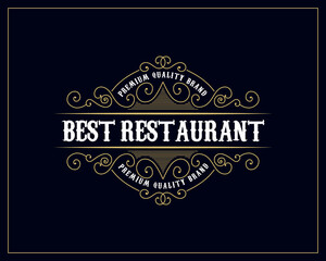 Vintage ornamental vector with floral ornament Suitable for whiskey, liquor, beer, brewery, wine, barber shop, coffee shop, tattoo studio, salon, boutique, hotel, shop signage engraving illustration