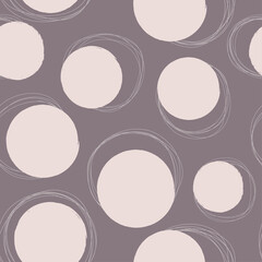 Rings, round shapes made of lines. Seamless minimalistic pattern of linear circles and rings. Vector