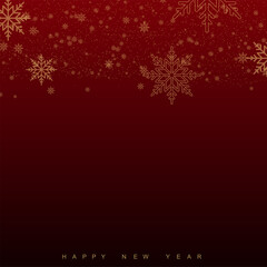 Xmas background with falling snowflakes on red background. Vector
