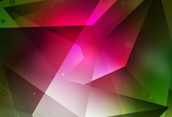 Dark Pink, Green vector layout with lines, triangles.