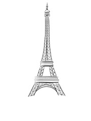 Sketch Paris with Tower on white background