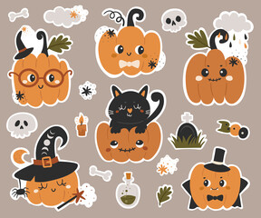 Halloween pumpkins stickers Collection.