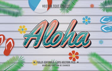 Text effect aloha gradient style with summer season theme background © nawaittgraph