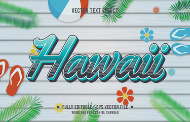 Text effect hawaii gradient style with summer season theme background