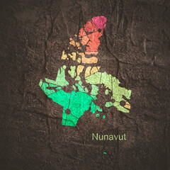 Map of Nunavut. Concept of travel and geography of Canada.