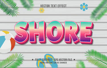 Text effect shore gradient style with summer season theme background