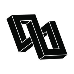 Impossible object. Sacred geometry shape. Optical illusion figure. Optical art.