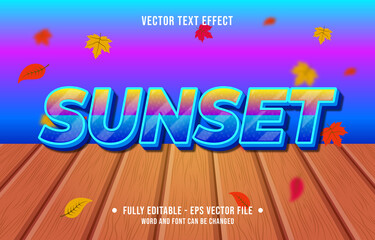 Text effect sunset gradient style autumn season background