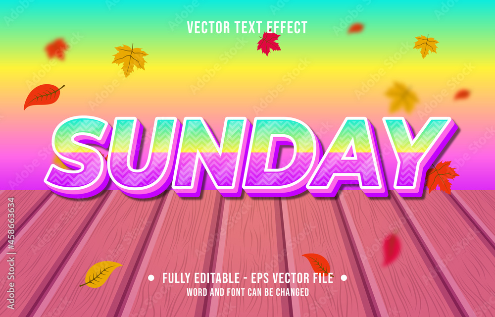 Sticker text effect sunday gradient style autumn season background