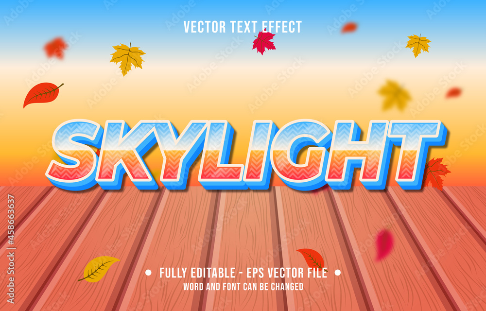 Sticker text effect skylight gradient style autumn season background