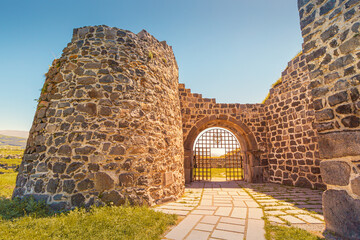 Entrance gates to the ruins of the fortress and the ancient settlement - Lori Berd. Travel and...
