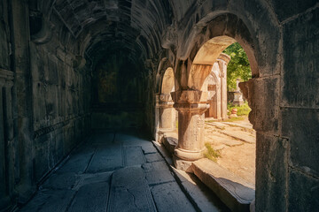 Sanahin monastery and church in Alaverdi, Armenia. Founded in 10th century. Travel and religious attractions