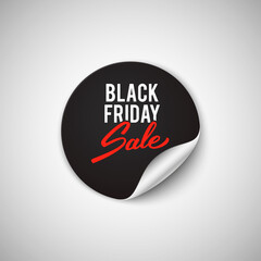 Black Friday sale black sticker, round banner, advertising, vector illustration