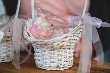 basket of wedding flowers