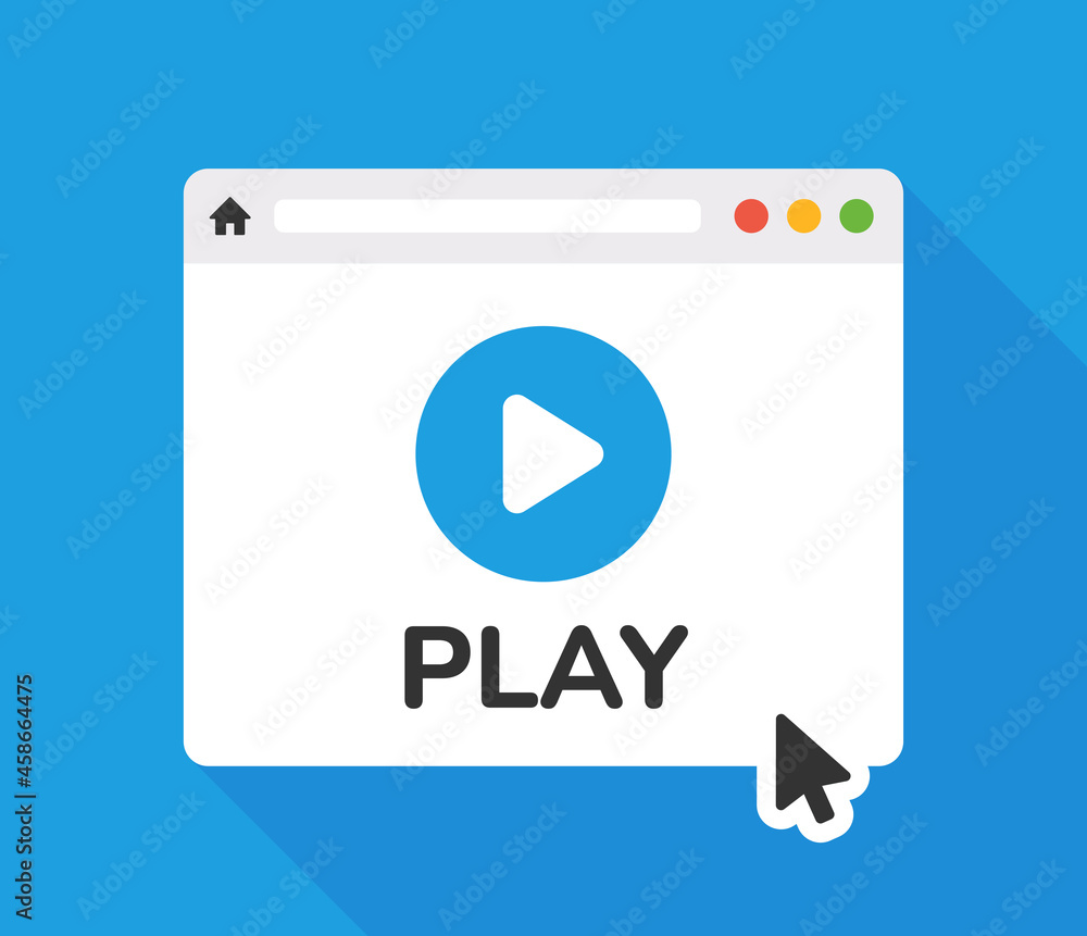 Poster Video player on window browser icon vector isolated on white background.