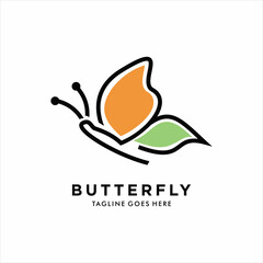 Butterfly Logo Design vector with Elegant linear and simple monoline style. Butterfly Beauty Spa Vector Logo Template, this logo symbolizes, some things beautiful, soft, calm, nature.