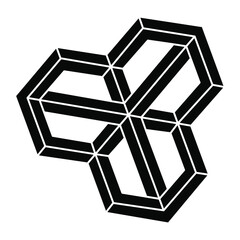 Impossible optical illusion shape. Sacred geometry. Impossible figure. Optical art object.