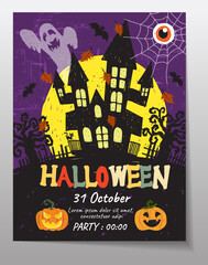 halloween holiday brochure poster leaflet background card vector illustration design 05