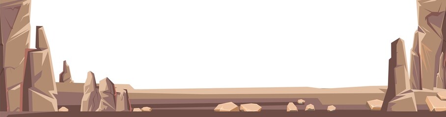 Rocky cliffs. Peaks of rocky mountains. Stone landscape. Isolated on white background. Illustration vector