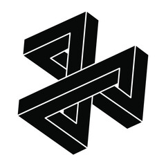 Impossible optical illusion shape. Optical art object. Impossible figure. Sacred geometry.