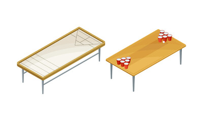 Board games set. Beer pong tables vector illustration on white background - obrazy, fototapety, plakaty