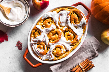 Pumpkin apples cinnamon rolls