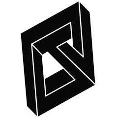 Impossible figure. Optical illusion object. Unreal geometric shape. Optical art.