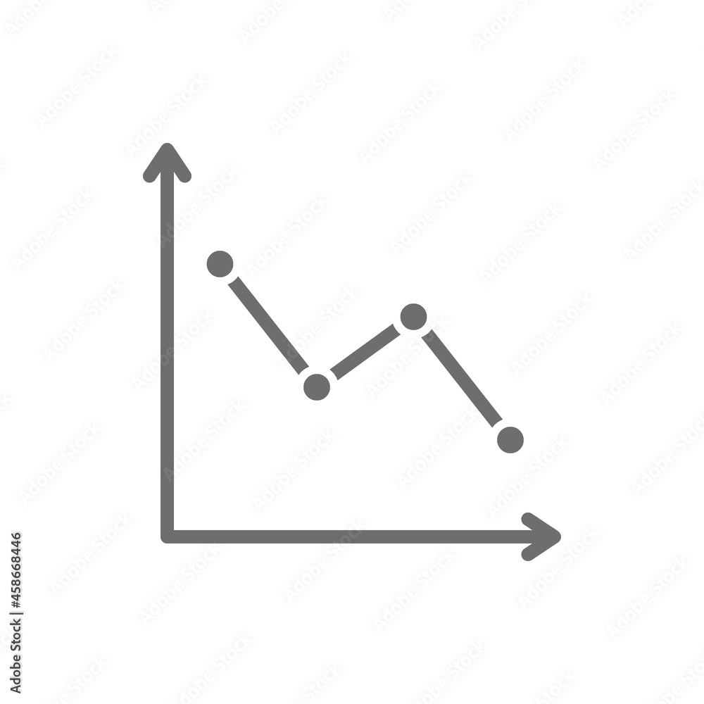 Canvas Prints down graph, analyzing chart patterns grey icon.