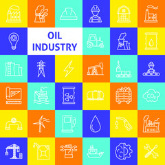 Oil Industry Line Icons. Vector Thin Outline Petrol Symbols.