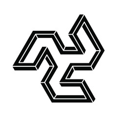 Impossible optical illusion shape. Optical art object. Sacred geometry figure.