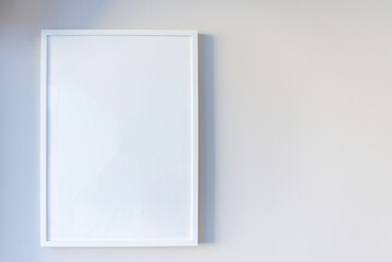 Empty modern style white frame on composition wall as concept.Banner advertisement mockup copy space.