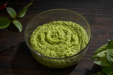 Homemade Fresh Green Pesto Sauce 