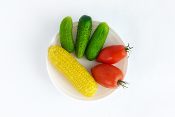 vegetables of three colors. Red yellow green. Traffic light