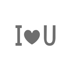 Love inscription - i love you, valentine day grey icon.