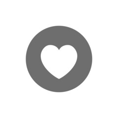 Heart in circle, valentine day grey icon.