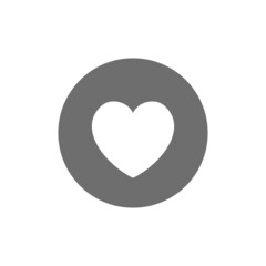 Heart in circle, valentine day grey icon.