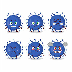 Substance virus cartoon character with various angry expressions