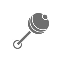 Rattle, maraca grey icon. Isolated on white background