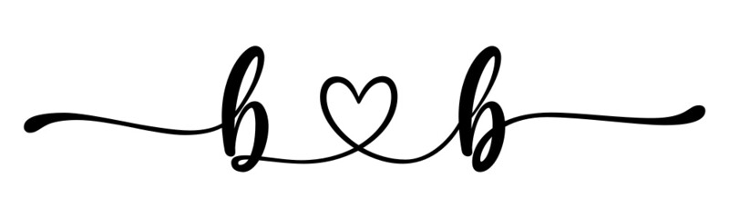 bb, bb, letters with heart Monogram, monogram wedding logo. Love icon, couples Initials, lower case, connecting HEART, home decor,