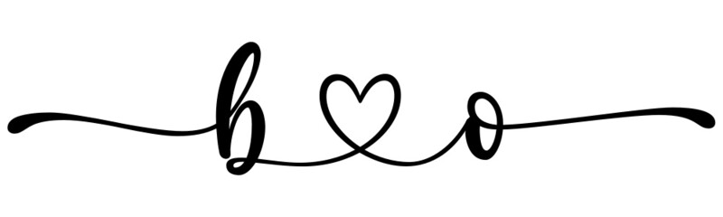 bo, ob, letters with heart Monogram, monogram wedding logo. Love icon, couples Initials, lower case, connecting HEART, home decor,