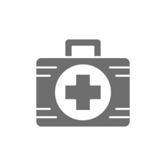 Fototapeta premium First aid kit medicine grey icon. Isolated on white background