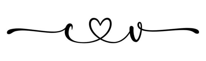 cv, vc, letters with heart Monogram, monogram wedding logo. Love icon, couples Initials, lower case, connecting HEART, home decor,