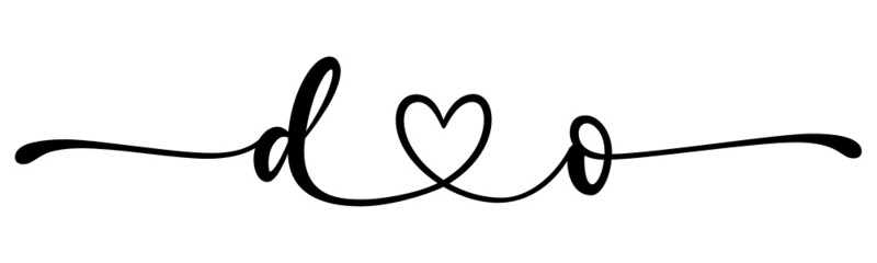 do, od, letters with heart Monogram, monogram wedding logo. Love icon, couples Initials, lower case, connecting HEART, home decor,