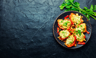 Bell peppers stuffed with meat and rice