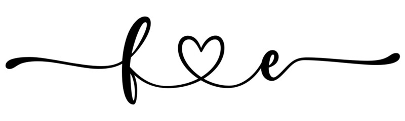 fe, ef, letters with heart Monogram, monogram wedding logo. Love icon, couples Initials, lower case, connecting HEART, home decor,