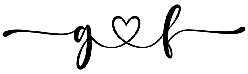 Fototapeta na wymiar gf, fg, letters with heart Monogram, monogram wedding logo. Love icon, couples Initials, lower case, connecting HEART, home decor,
